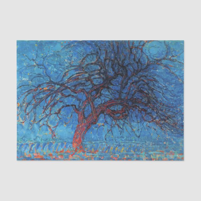 Papel De Seda Piet Mondrian Tarde: Árbol Rojo (Anverso)
