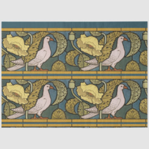 Papel De Seda Pigeon Blue Yellow Fish Art Nouveau