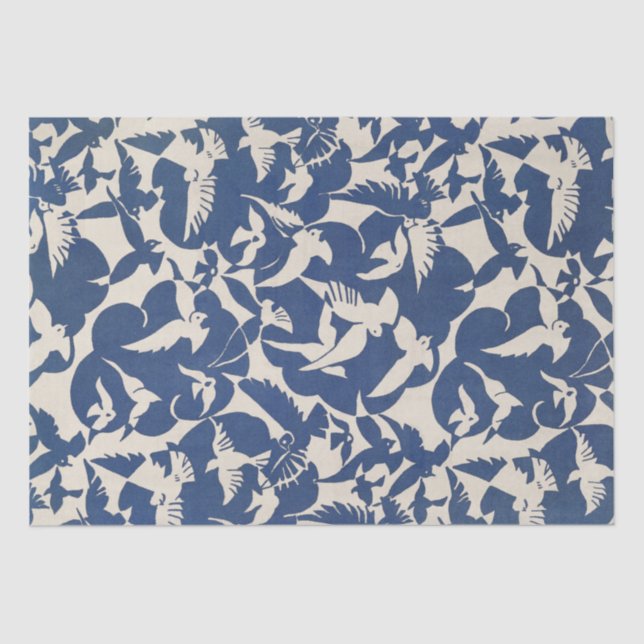 PAPEL DE SEDA: PIGEONS EN BLANCO + AZUL: 1928 (Anverso)