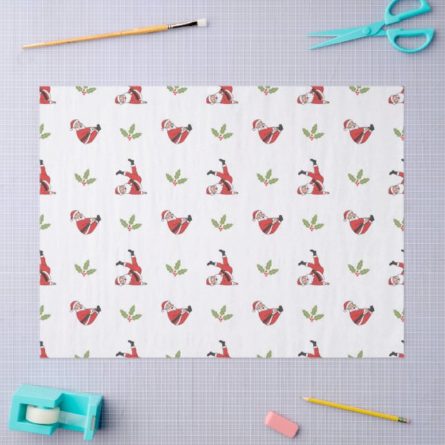 Papel De Seda Pilates Santa Seamless Christmas Patterns (Artesanía)