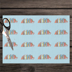 Papel De Seda Pilhas de Libros Coloridos sobre Lectores Azul Cla