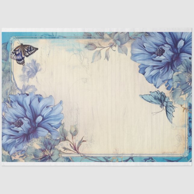 Papel De Seda Pimera azul y ephemera de mariposa (Anverso)