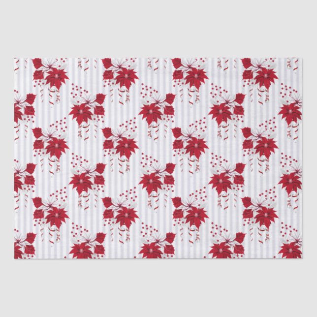 Papel De Seda Pimienta de Navidad | Flor de Pascua de Caña de Ca (Anverso)