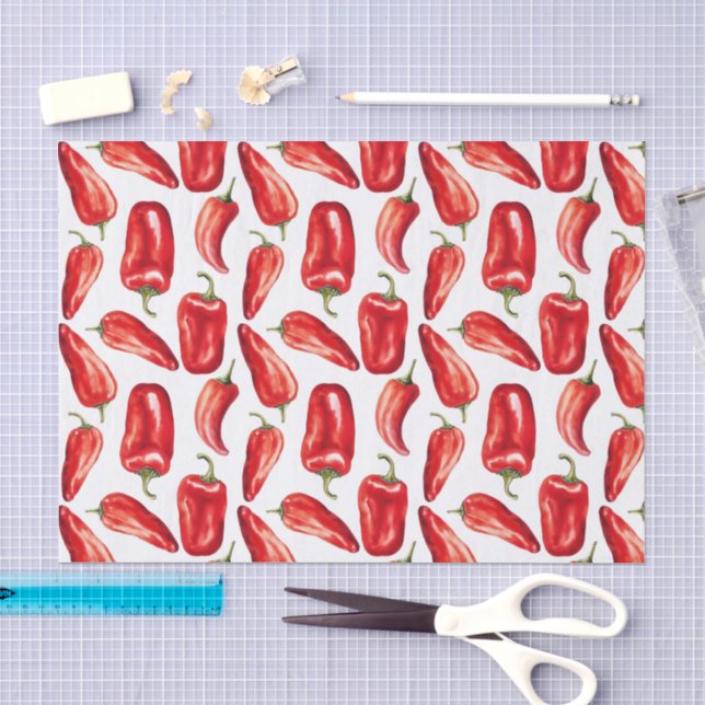 Papel De Seda Pimientos rojos chili (Artesanía)