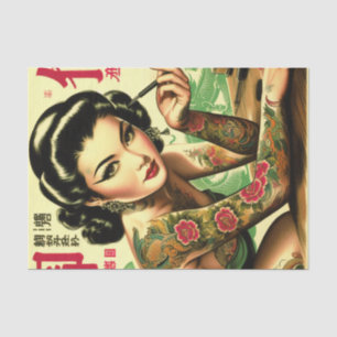 Papel De Seda Pin oriental retro