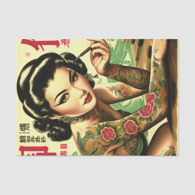 Papel De Seda Pin oriental retro (Anverso)