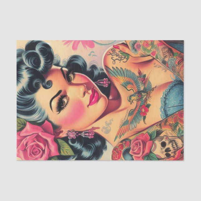 Papel De Seda Pin retro cute tatuoed (Anverso)