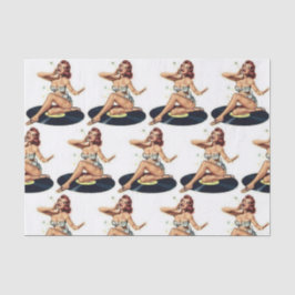 Papel De Seda Pin Up Chica on Record Multi Tissue Paper