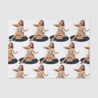 Papel De Seda Pin Up Chica on Record Multi Tissue Paper
