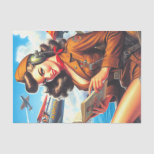 Papel De Seda Pin-up de avión retro