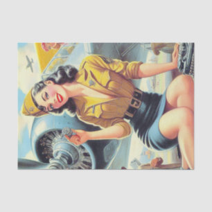 Papel De Seda Pin-up de avión retro