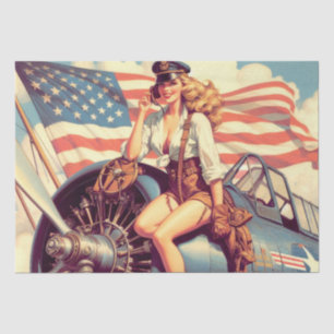 Papel De Seda Pin-up de avión vintage