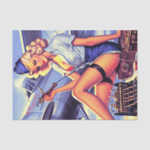 Papel De Seda Pin-up de avión vintage