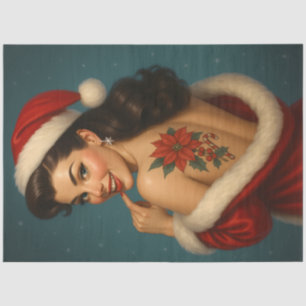 Papel De Seda Pin-Up de Navidad con Tatuaje de Flor de Pascua De