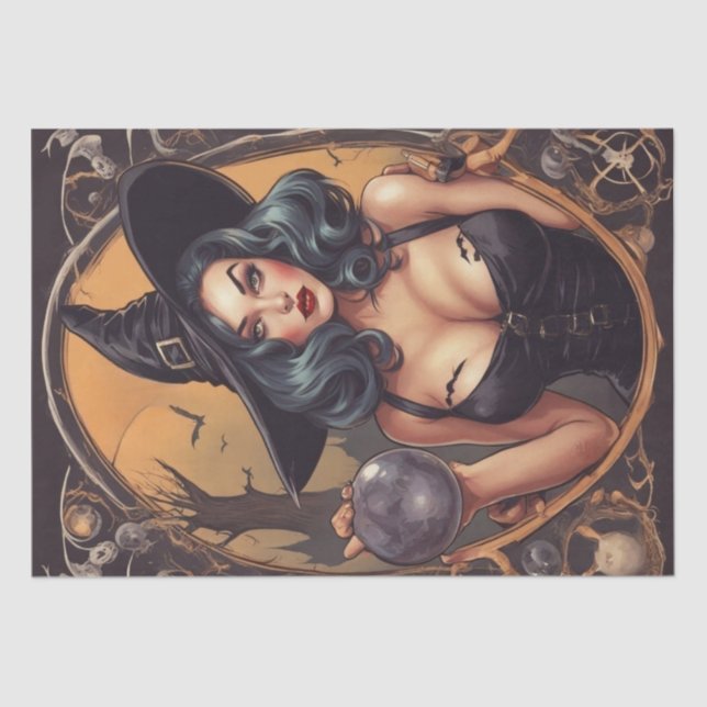 Papel De Seda Pin-Up Potion: Retro Witch Decoupage (Anverso)