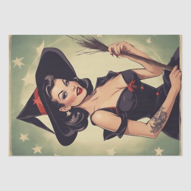 Papel De Seda Pin-Up Potion: Retro Witch Decoupage (Anverso)