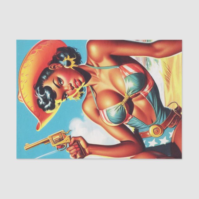 Papel De Seda Pin-up retro occidental (Anverso)