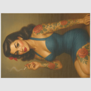 Papel De Seda Pin-Up Rockabilly Explosiva – Chica con Tatuajes V