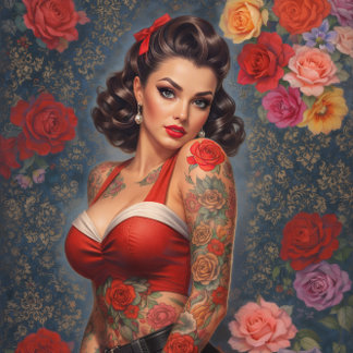 Papel De Seda Pin-up Tattoo beauty decoupage paper