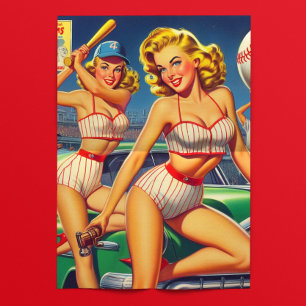 Papel De Seda Pin-ups de béisbol retro