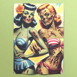 Papel De Seda Pin-ups Retro Zombie