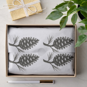 Papel De Seda Piña de Pino – Diseño de Tinta de Naturaleza de Bo