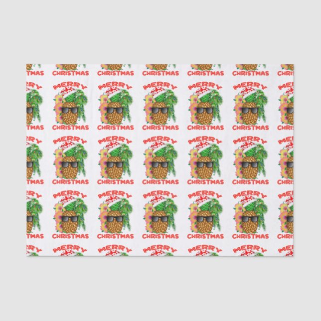 Papel De Seda Piña de Santa de las Felices Navidad (Anverso)