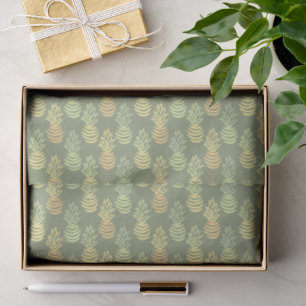 Papel De Seda Piña frutal colorida de verano patrón verde