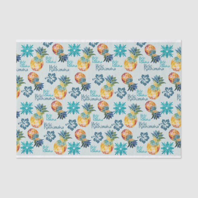 Papel De Seda Piña hawaiana e Hibiscus Mele Kalikimaka 2 (Anverso)