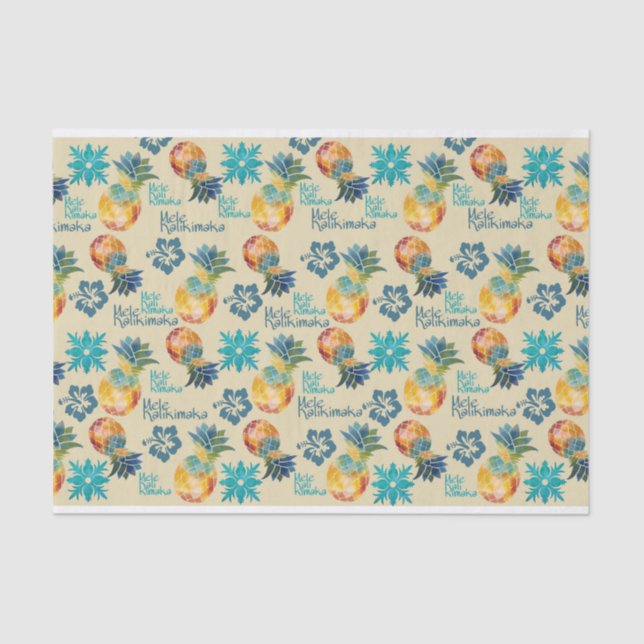 Papel De Seda Piña hawaiana e Hibiscus Mele Kalikimaka 3 (Anverso)
