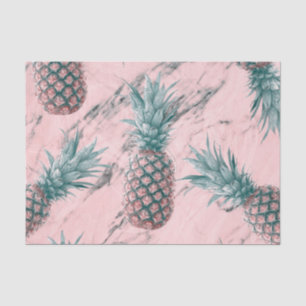 Papel De Seda Piña y Mármol Rosa Remolino Moderno Chic Tropical
