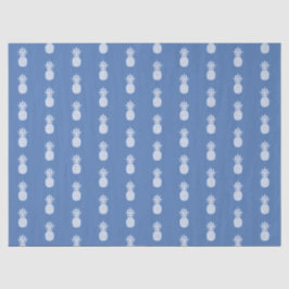 Papel De Seda Piñas Blancas Elegantes sobre Azul