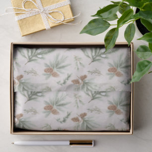 Papel De Seda Piñas de Navidad Marrón Verde Crema
