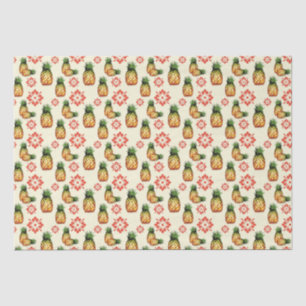 Papel De Seda Piñas e impresión floral roja