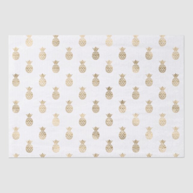 Papel De Seda Piñas tropicales de oro (Anverso)