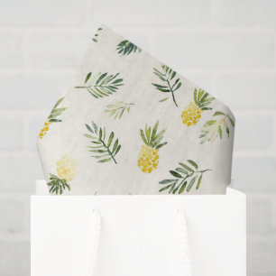 Papel De Seda Piñas Tropicales Hojas Verdes Cumpleaños