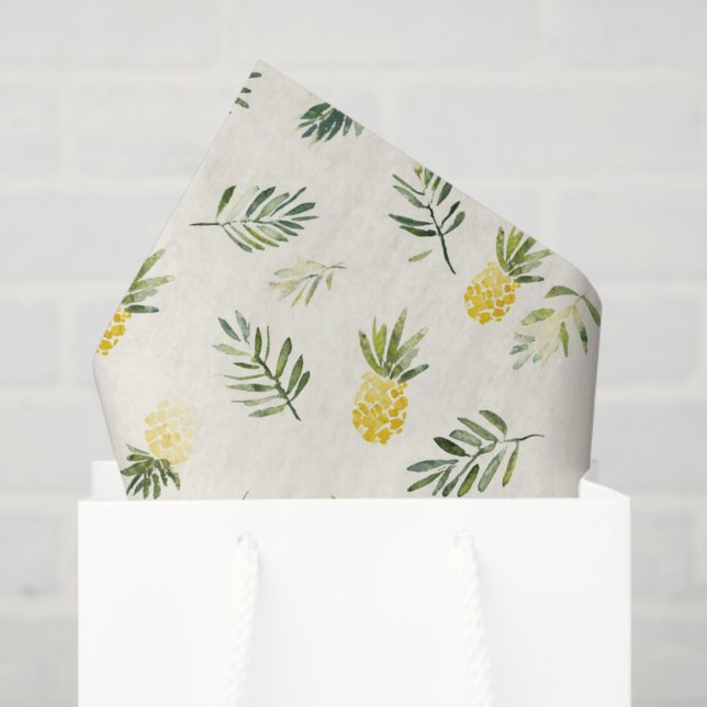 Papel De Seda Piñas Tropicales Hojas Verdes Cumpleaños (Bolsa de regalo)