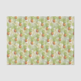 Papel De Seda Piñas Tropicales sobre Blanco