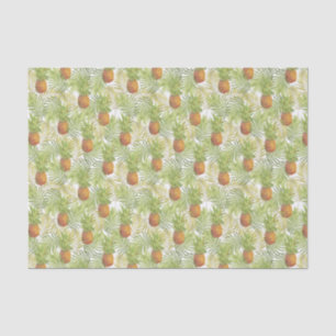 Papel De Seda Piñas Tropicales sobre Blanco