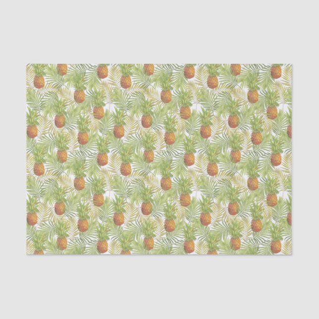 Papel De Seda Piñas Tropicales sobre Blanco (Anverso)