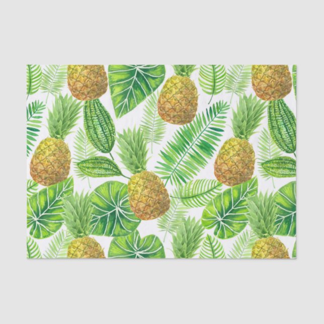 Papel De Seda Piñas y hojas tropicales (Anverso)