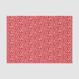 Papel De Seda Pincel moderno Corazón Patrón rojo blanco