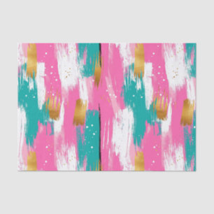 Papel De Seda Pinceles abstractos coloridos - Tinta y rosa (3)