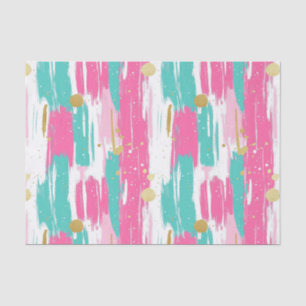 Papel De Seda Pinceles abstractos de menta, rosa, blanca y dorad
