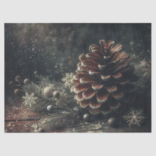 Papel De Seda Pine Cone Festive Winter Art (Anverso)