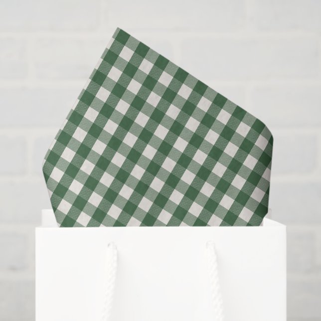 Papel De Seda Pine Needle Lane - Pine Green Gingham Pattern (Bolsa de regalo)
