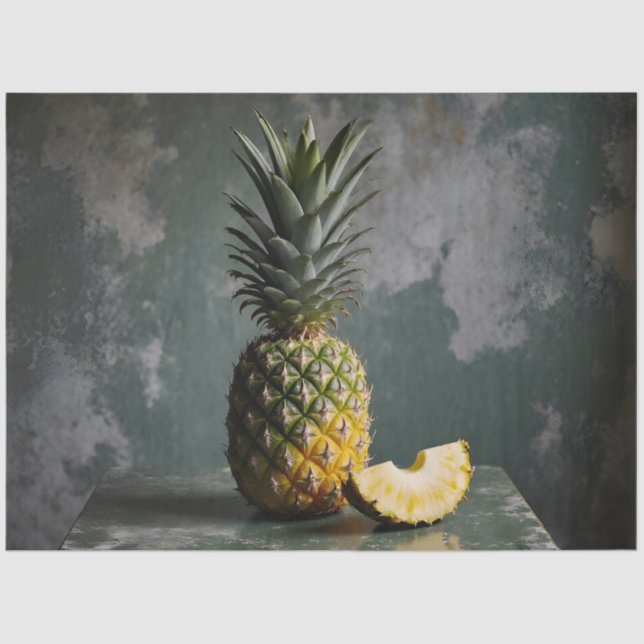 Papel De Seda Pineapple & Slice Rustic Grunge Decoupage  (Anverso)