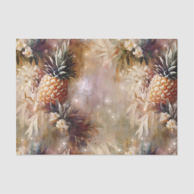 Papel De Seda Pineapples Tropicales Esparcen Ducha Bridal (Anverso)