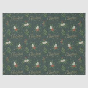 Papel De Seda Pinecones navideños modernos y Berries rojos