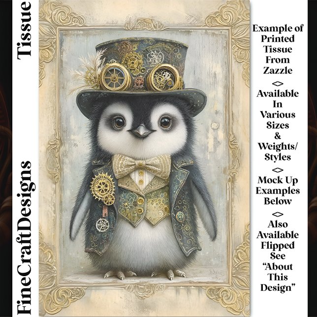 Papel De Seda Pingüino bebé steampunk victoriano DL3L decoupage (Subido por el creador)